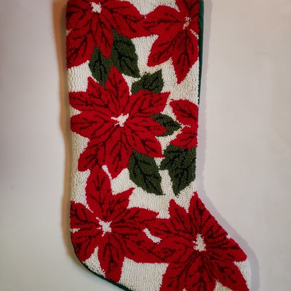 Vintage Christmas stocking poinsettia red green Country Living Collection - Picture 2 of 11